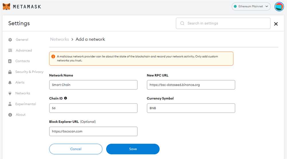 Step 3: Add BSC Network to Metamask