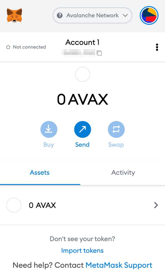 Adding AVAX to Metamask