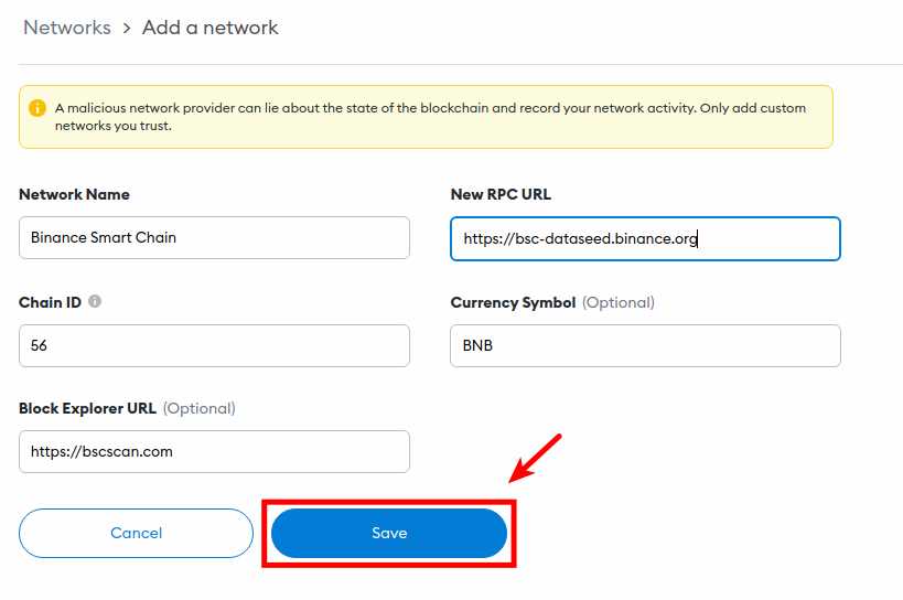 Step 2: Switch to the Binance Smart Chain Network